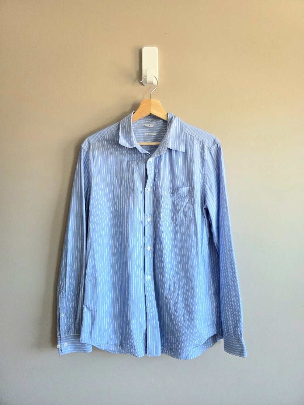 Arket Organic Cotton Blue Striped Men's Shirt. Size European 50